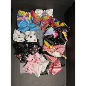 Jojo Siwa Bows 20 Large Assorted Styles As Shown and Holder Gently preowned